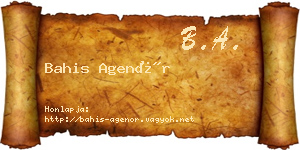 Bahis Agenór névjegykártya